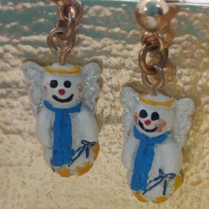 Angel Snowmen Dangle Earrings